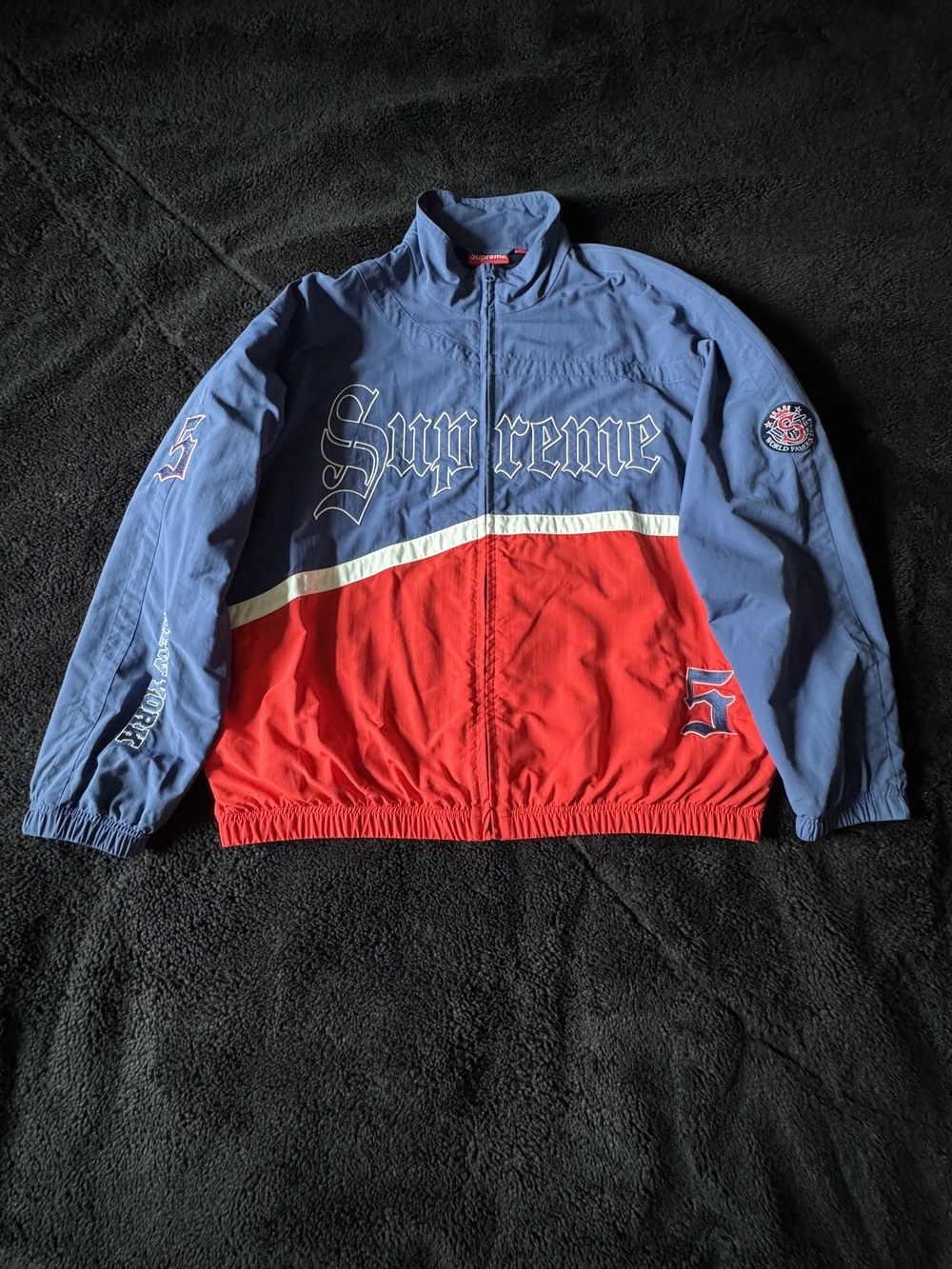 Supreme Old English Track Jacket "Light Navy" Men's Large. Like New
